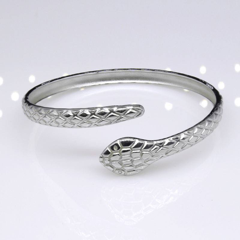 Pareja de zodiaco de serpentina abierta al por mayor pulsera de acero de acero inoxidable
